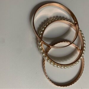 Rose Gold and Pearl Bangle Set